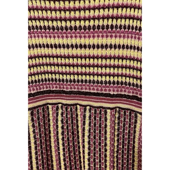 FREE PEOPLE Striped Purple Yellow Metallic Into You Sweater Dress Boho Retro XS - Picture 5 of 8
